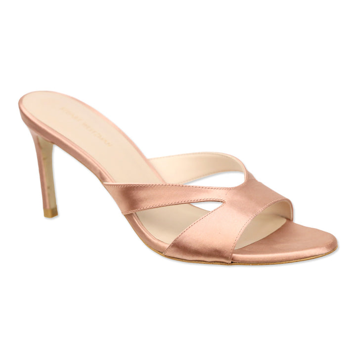 Stuart Weitzman Pink Satin Mariposa 80 Slide Sandals