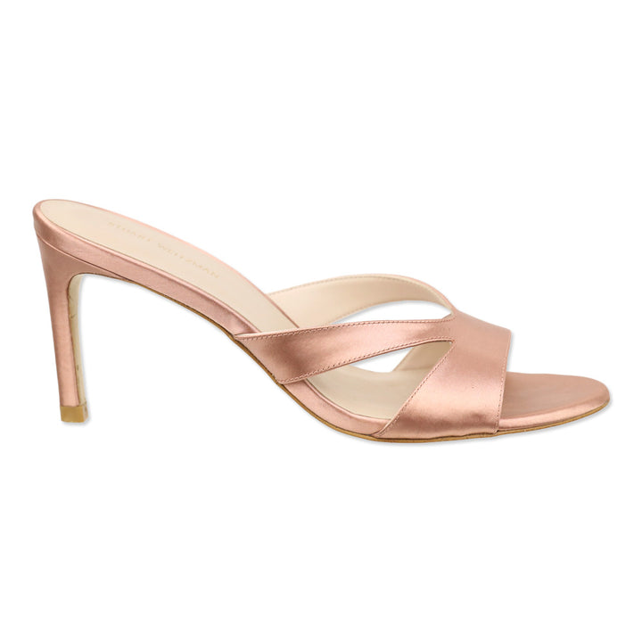 Stuart Weitzman Pink Satin Mariposa 80 Slide Sandals