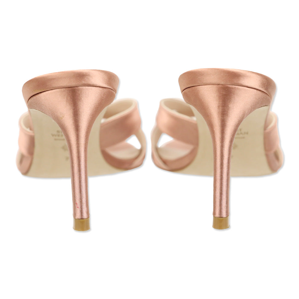 Stuart Weitzman Pink Satin Mariposa 80 Slide Sandals