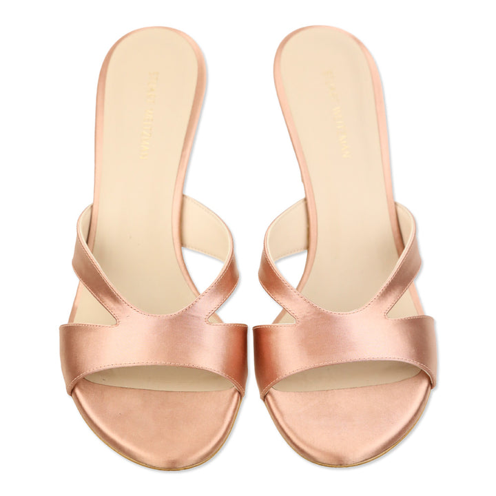Stuart Weitzman Pink Satin Mariposa 80 Slide Sandals