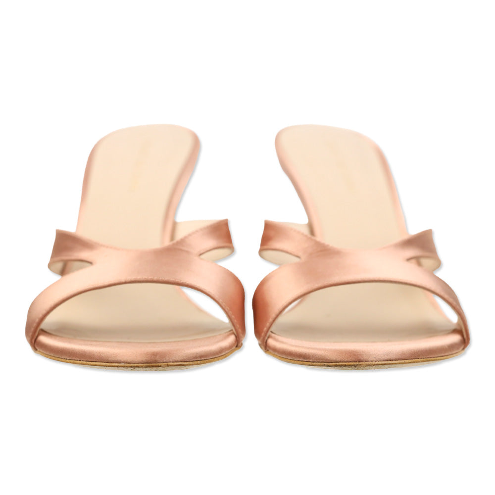 Stuart Weitzman Pink Satin Mariposa 80 Slide Sandals
