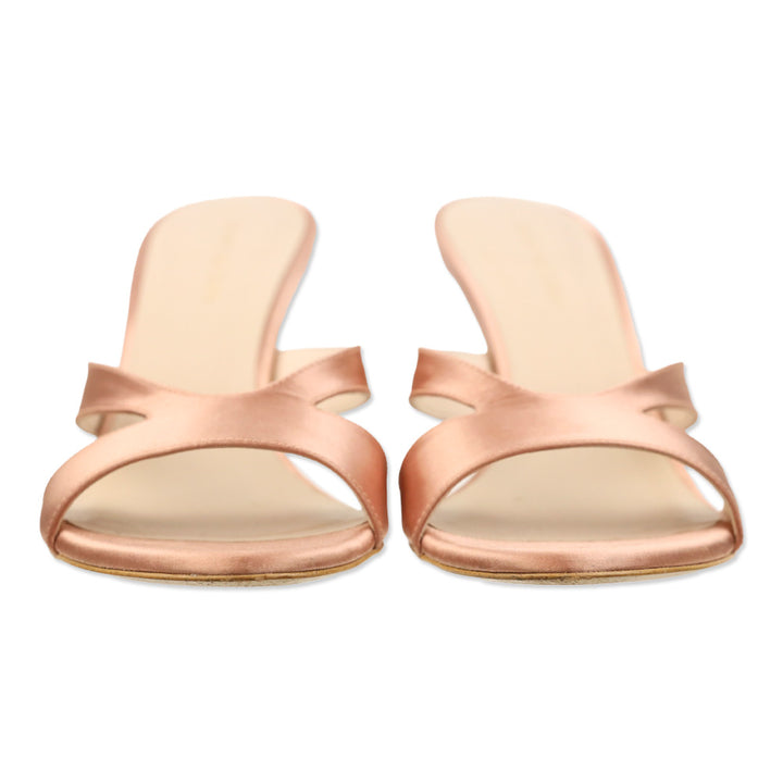 Stuart Weitzman Pink Satin Mariposa 80 Slide Sandals