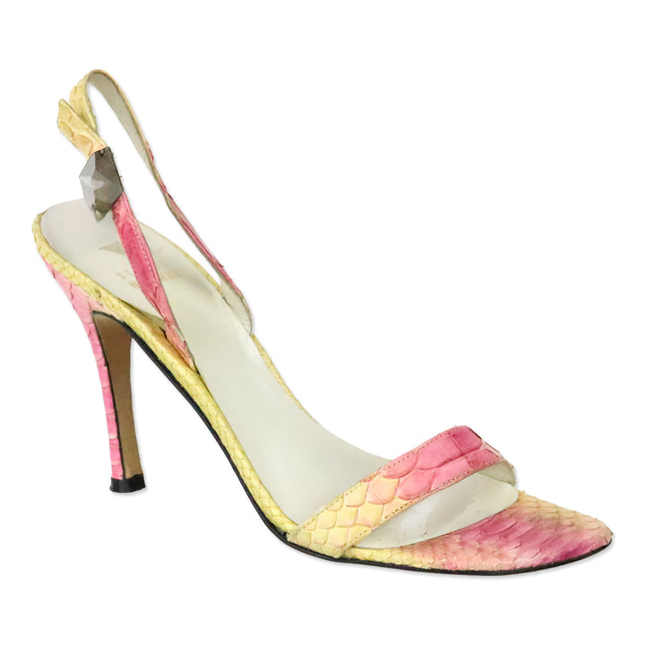 Stuart Weitzman Pink/Yellow Python Juliart Sandal