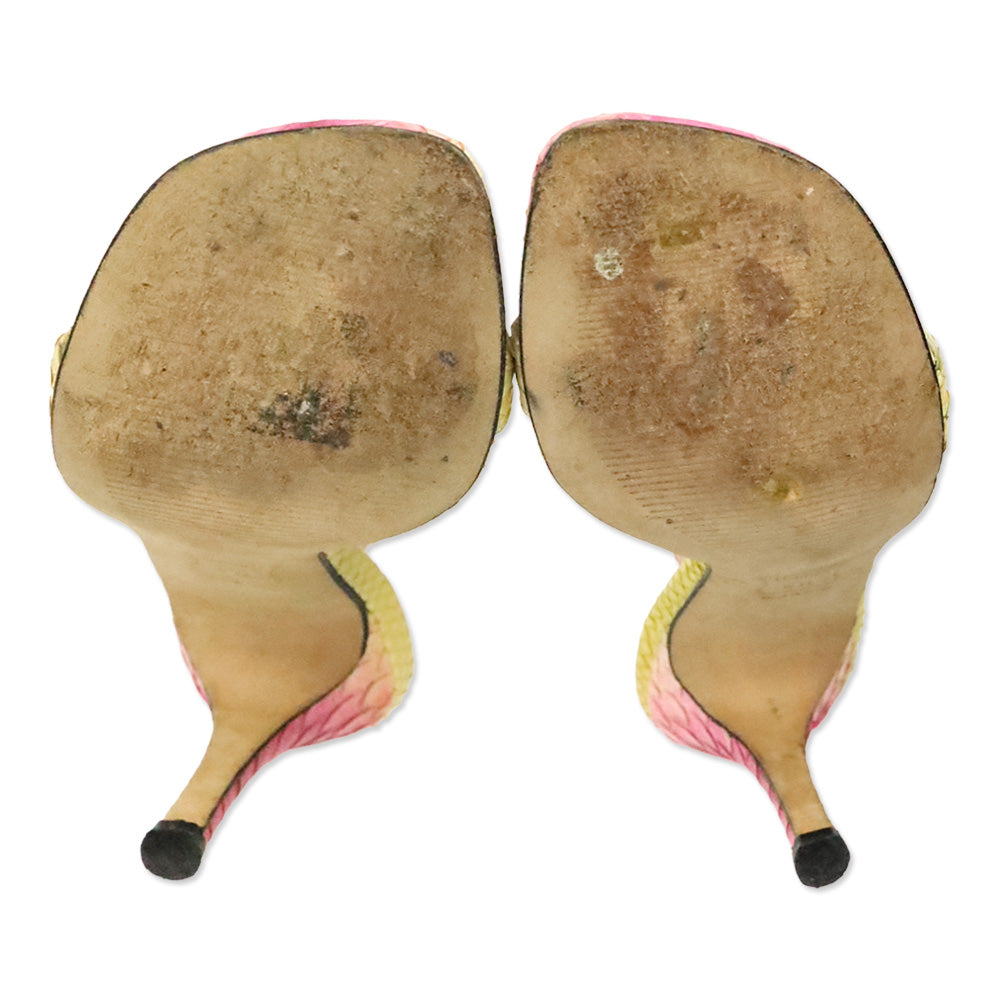 Stuart Weitzman Pink/Yellow Python Juliart Sandal