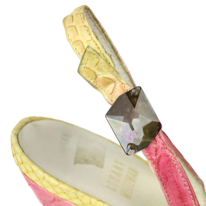 Stuart Weitzman Pink/Yellow Python Juliart Sandal