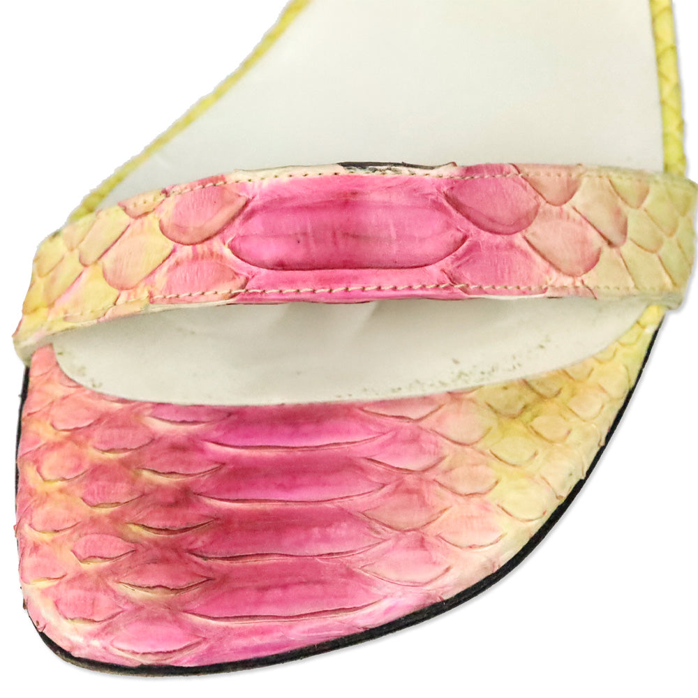 Stuart Weitzman Pink/Yellow Python Juliart Sandal