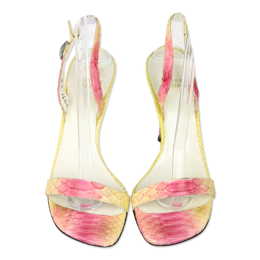 Stuart Weitzman Pink/Yellow Python Juliart Sandal