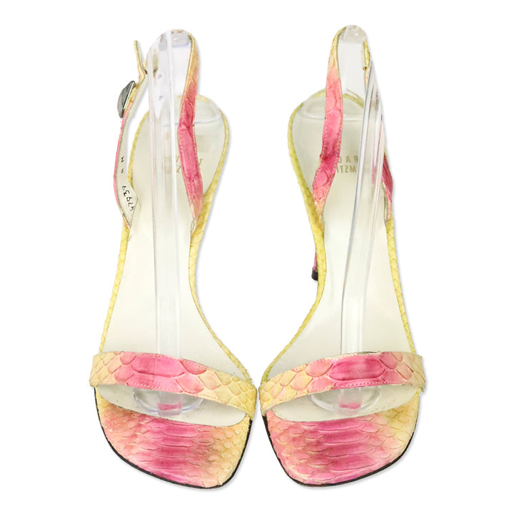 Stuart Weitzman Pink/Yellow Python Juliart Sandal