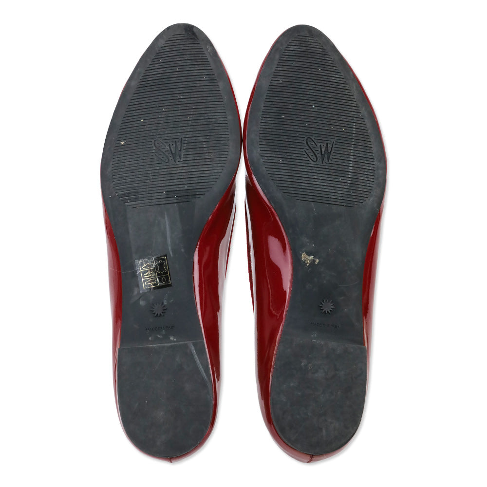 Stuart Weitzman Red Patent Leather Gabby Ballet Flat