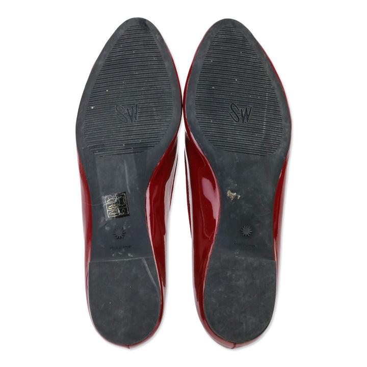 Stuart Weitzman Red Patent Leather Gabby Ballet Flat