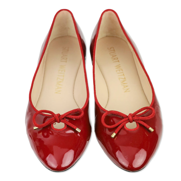 Stuart Weitzman Red Patent Leather Gabby Ballet Flat