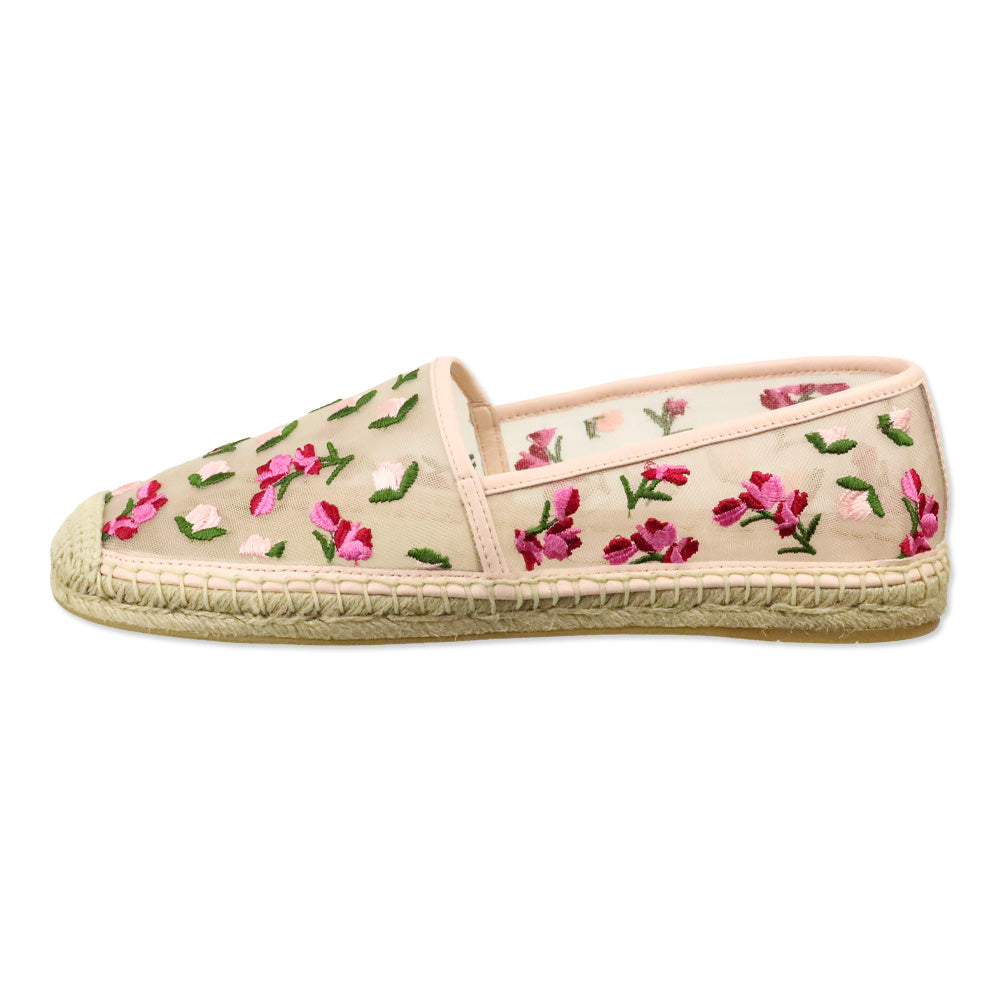 Stuart Weitzman Rosewater Embroidered Mesh Bareitall Espadrille