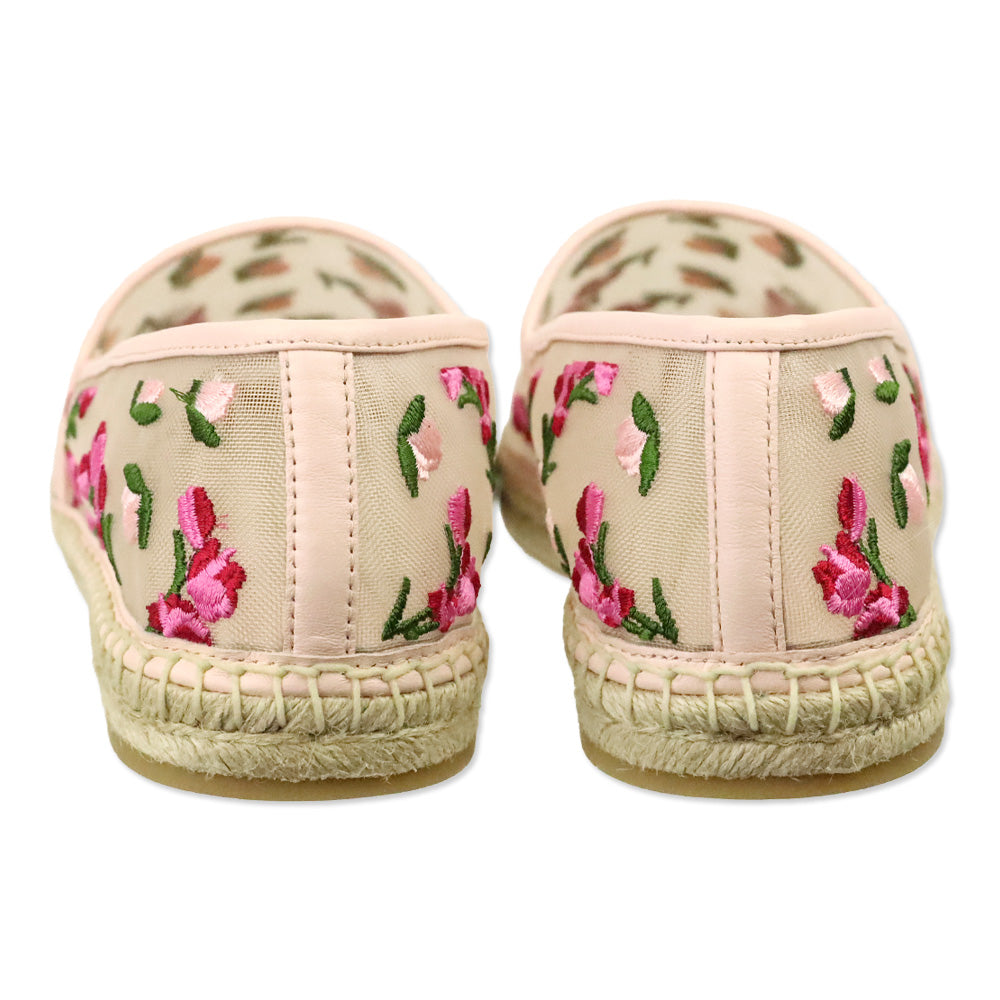Stuart Weitzman Rosewater Embroidered Mesh Bareitall Espadrille