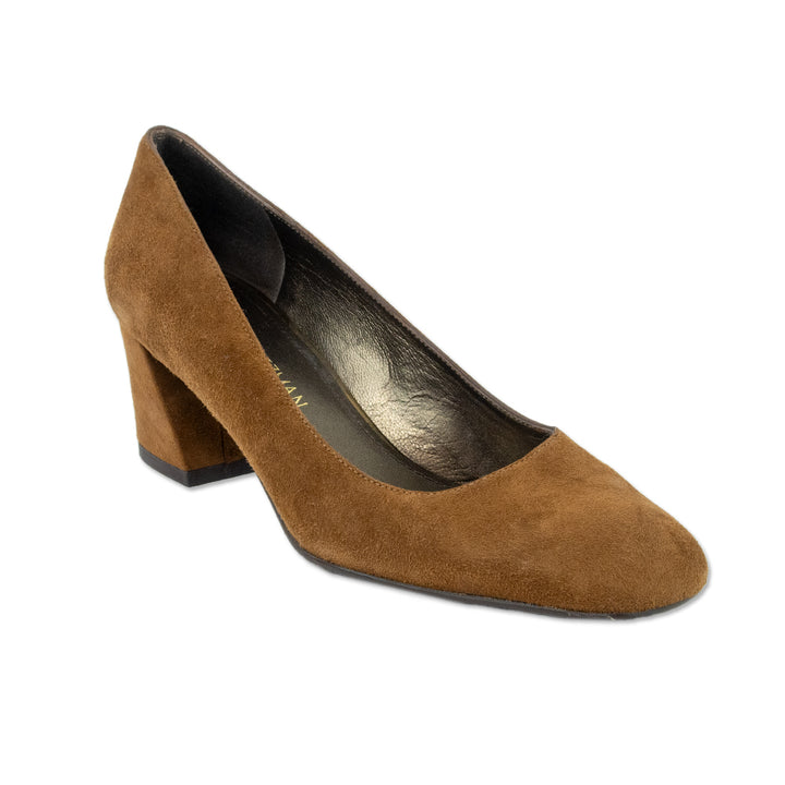 Stuart Weitzman Brown Suede Square Toe Pumps