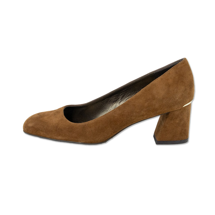 Stuart Weitzman Brown Suede Square Toe Pumps