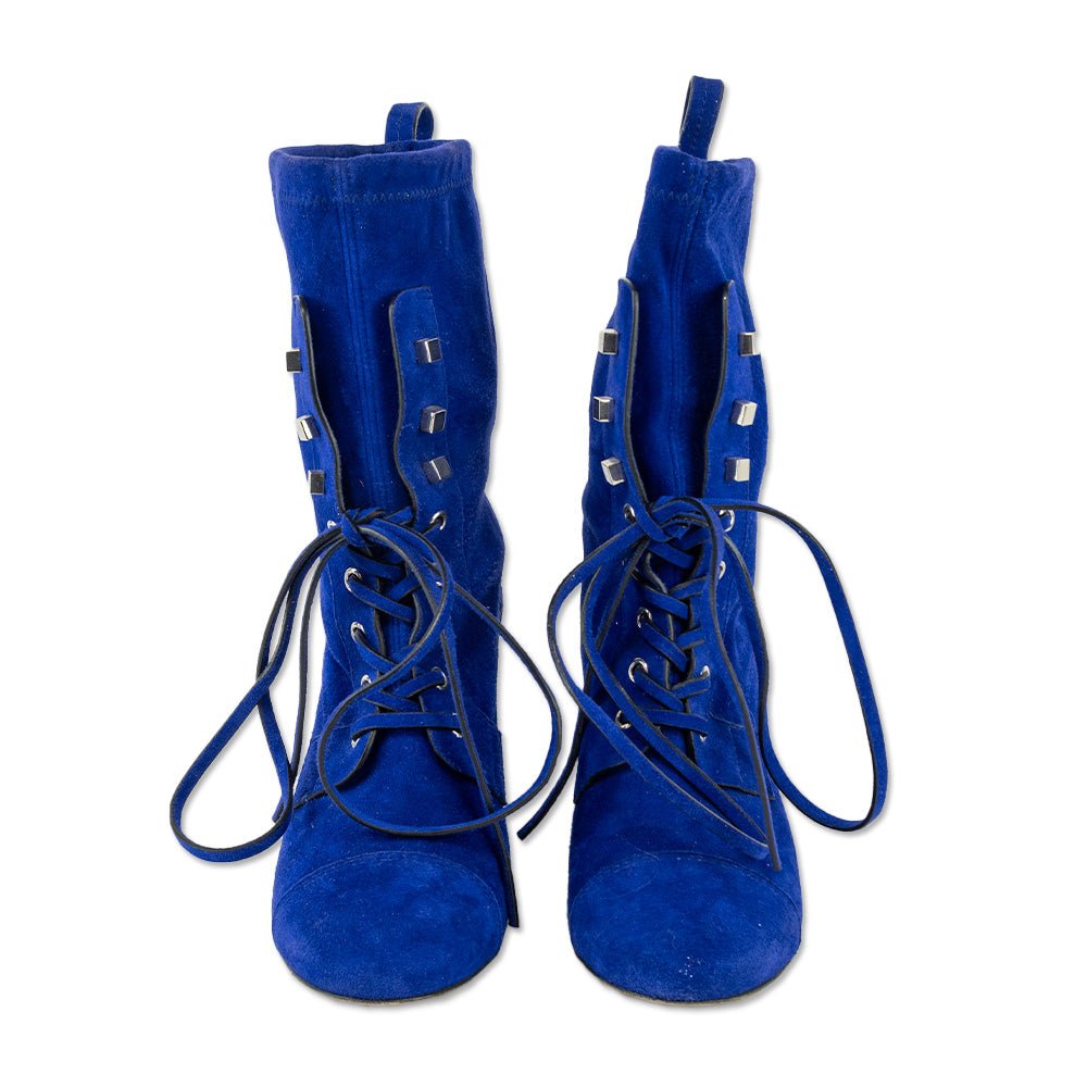 Stuart Weitzman Royal Blue Suede Calf Booties