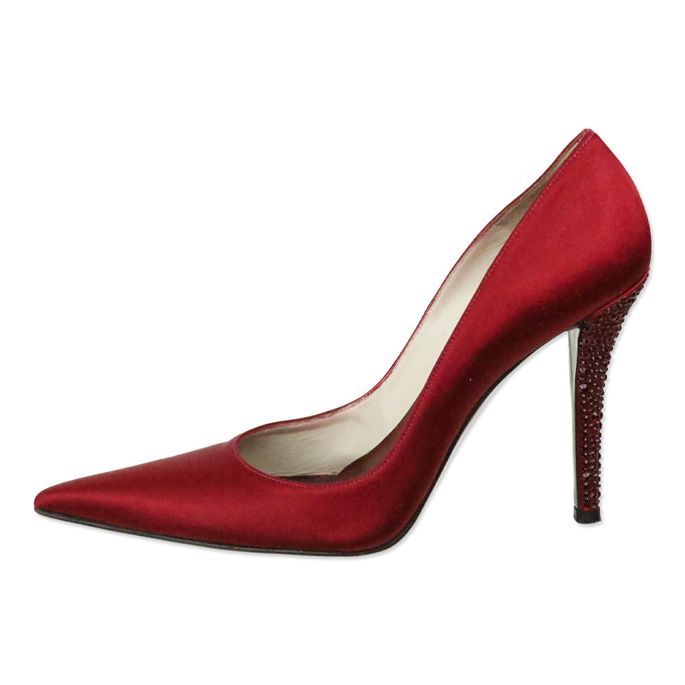 Stuart Weitzman Ruby Satin Give Me Fever Pumps