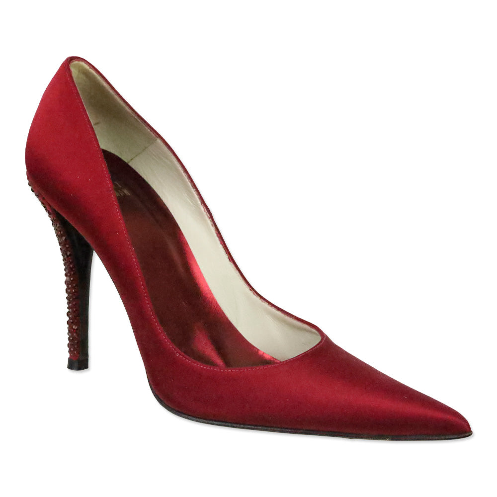 Stuart Weitzman Ruby Satin Give Me Fever Pumps