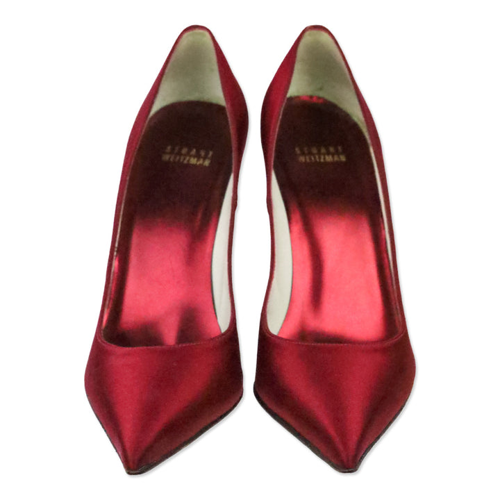 Stuart Weitzman Ruby Satin Give Me Fever Pumps