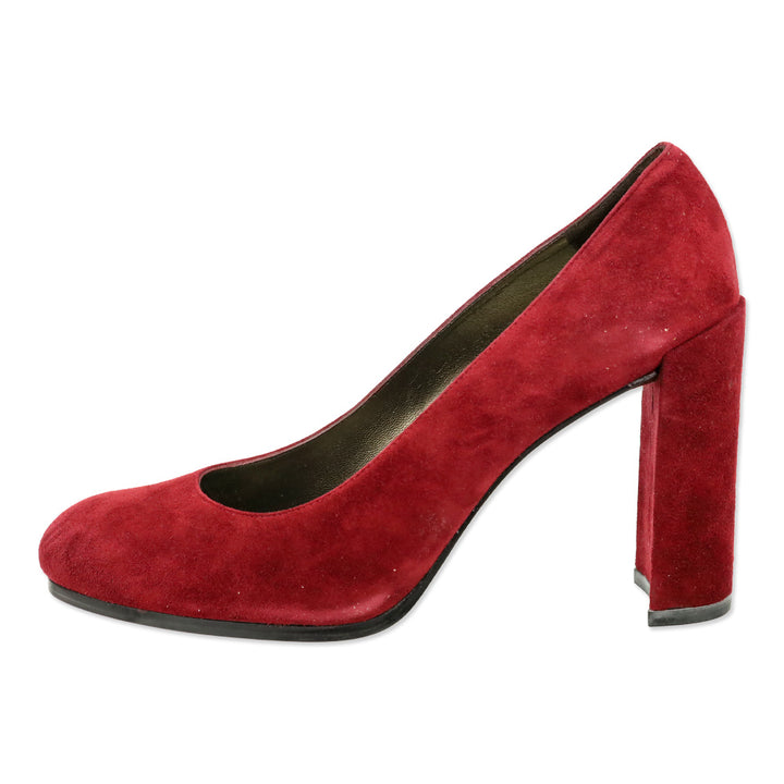 Stuart Weitzman Scarlet Red Suede Tone Almond Toe Pump