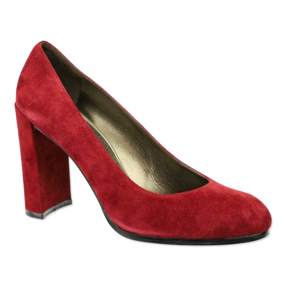 Stuart Weitzman Scarlet Red Suede Tone Almond Toe Pump
