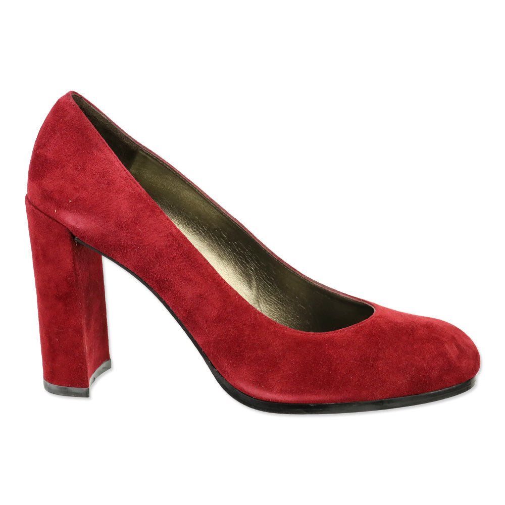 Stuart Weitzman Scarlet Red Suede Tone Almond Toe Pump
