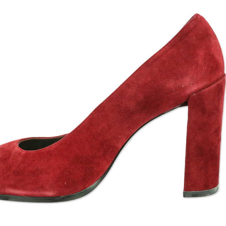 Stuart Weitzman Scarlet Red Suede Tone Almond Toe Pump