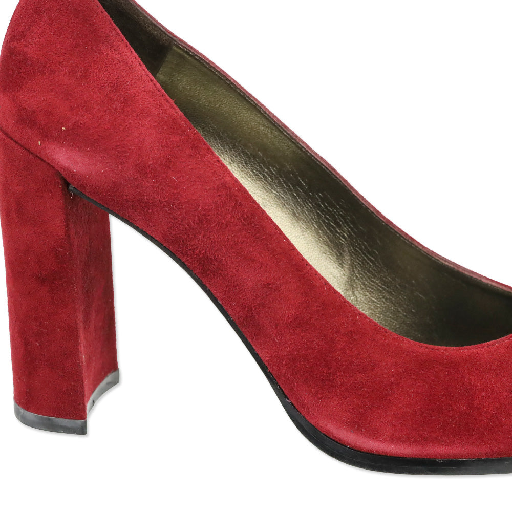 Stuart Weitzman Scarlet Red Suede Tone Almond Toe Pump