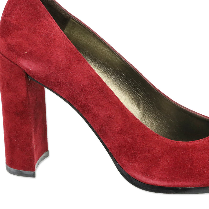 Stuart Weitzman Scarlet Red Suede Tone Almond Toe Pump