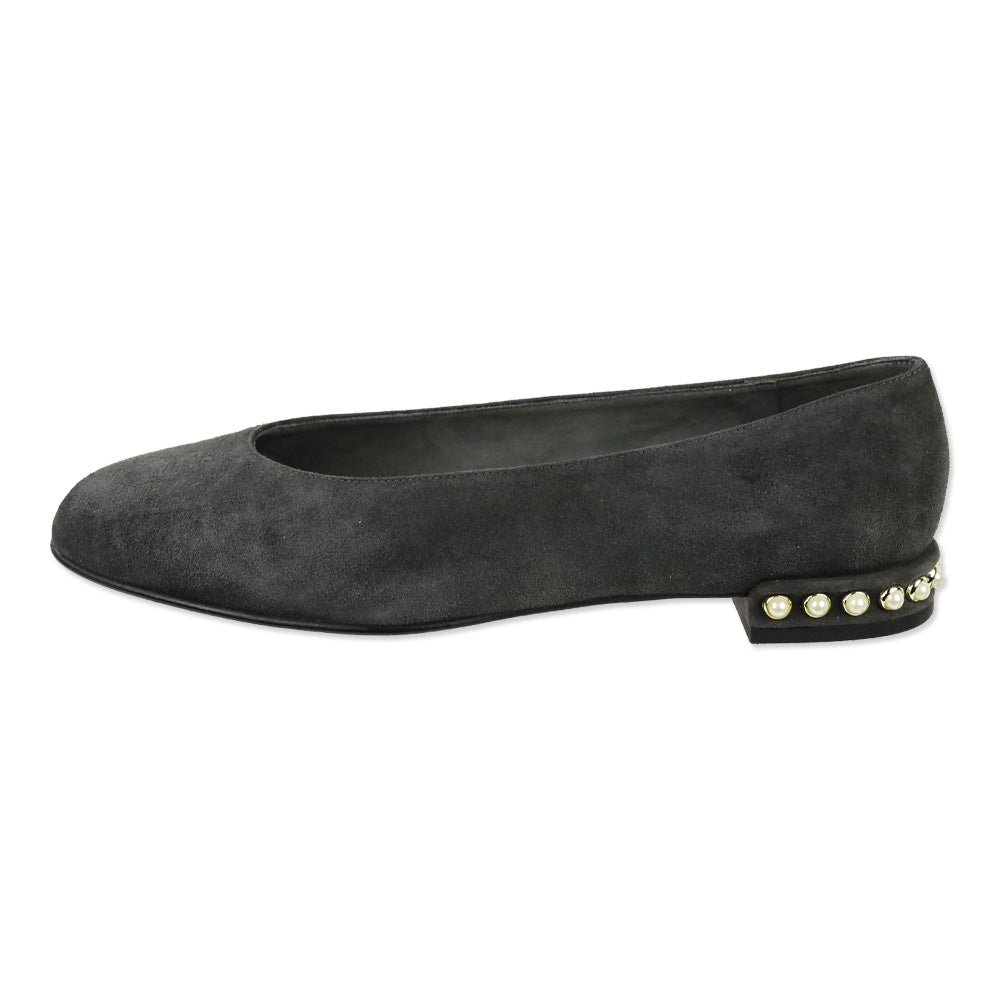 Stuart Weitzman Slate Gray Suede Chic Pearl Flats
