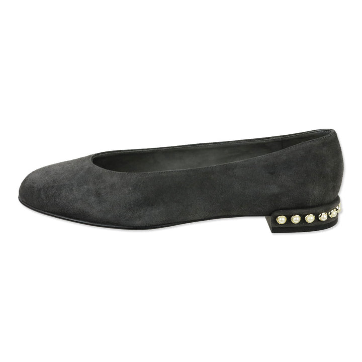 Stuart Weitzman Slate Gray Suede Chic Pearl Flats