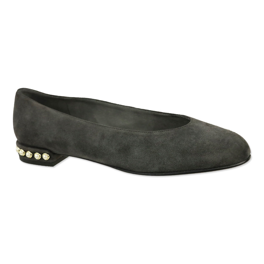 Stuart Weitzman Slate Gray Suede Chic Pearl Flats