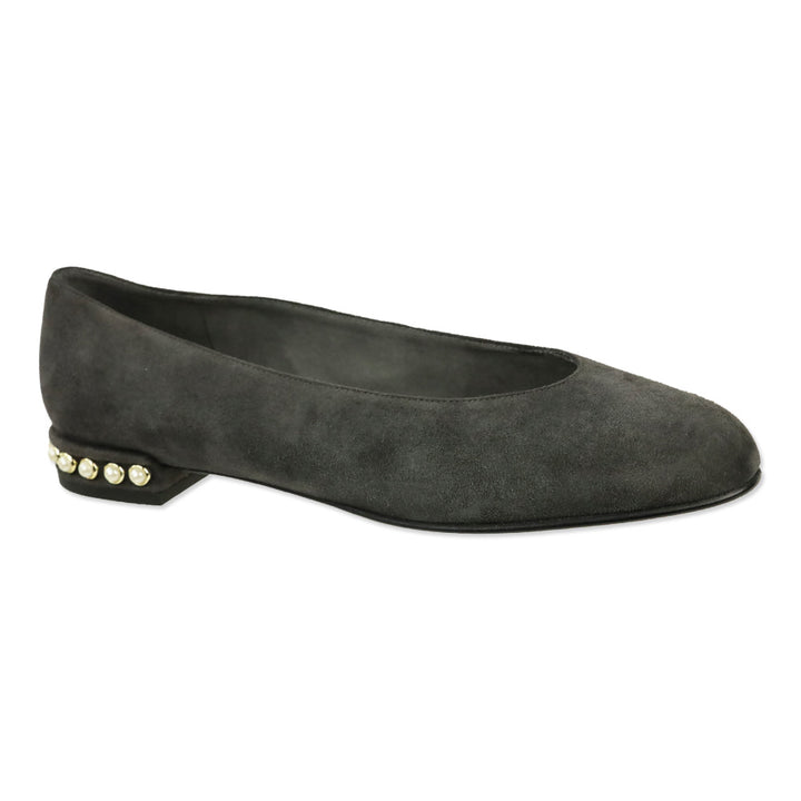 Stuart Weitzman Slate Gray Suede Chic Pearl Flats