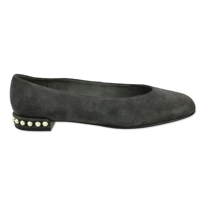 Stuart Weitzman Slate Gray Suede Chic Pearl Flats