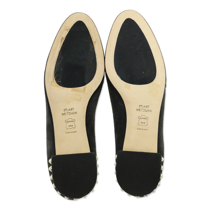 Stuart Weitzman Slate Gray Suede Chic Pearl Flats