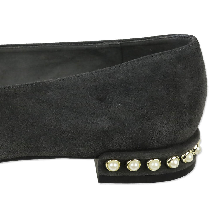 Stuart Weitzman Slate Gray Suede Chic Pearl Flats