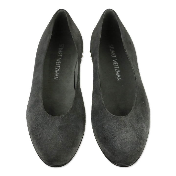 Stuart Weitzman Slate Gray Suede Chic Pearl Flats