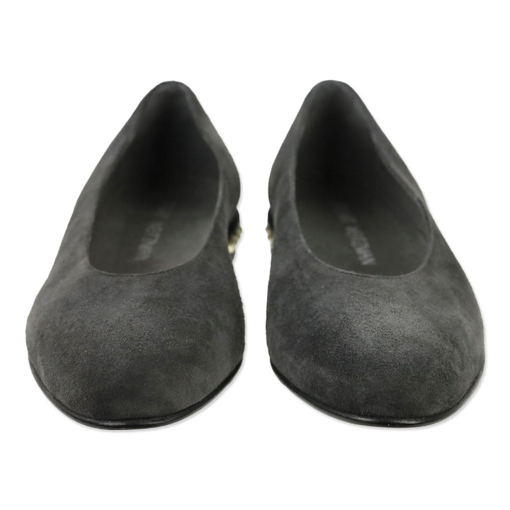 Stuart Weitzman Slate Gray Suede Chic Pearl Flats
