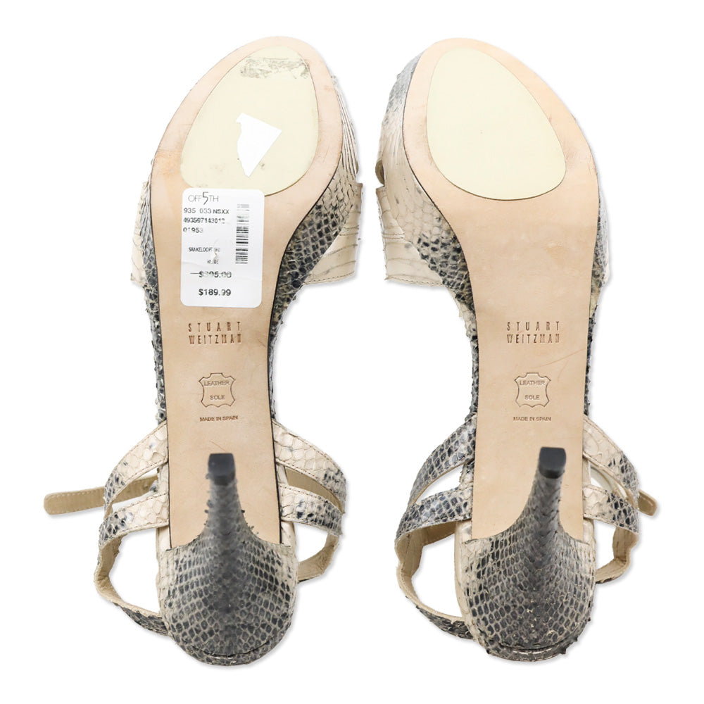 Stuart Weitzman Snakeskin Loop Thru Platform Sandals