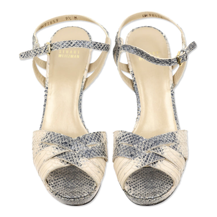 Stuart Weitzman Snakeskin Loop Thru Platform Sandals