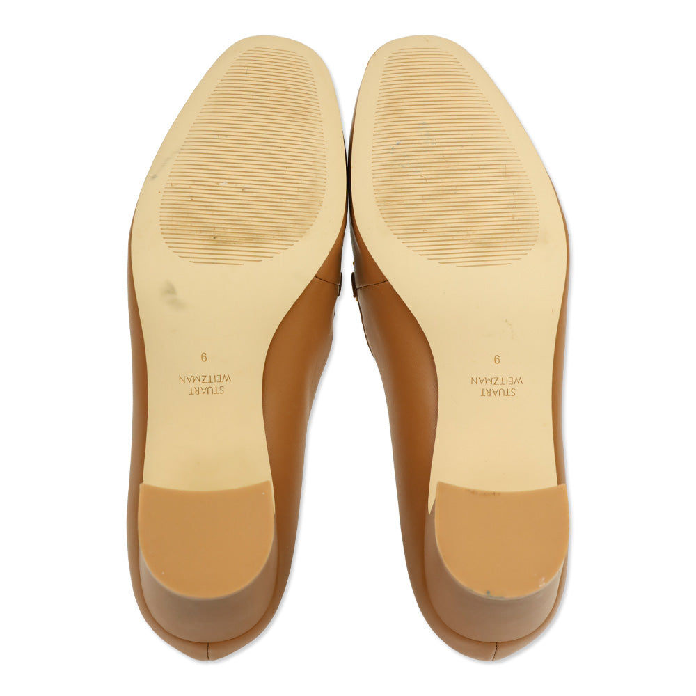 Stuart Weitzman Tan Leather Owen Buckle 60 Loafer Pump