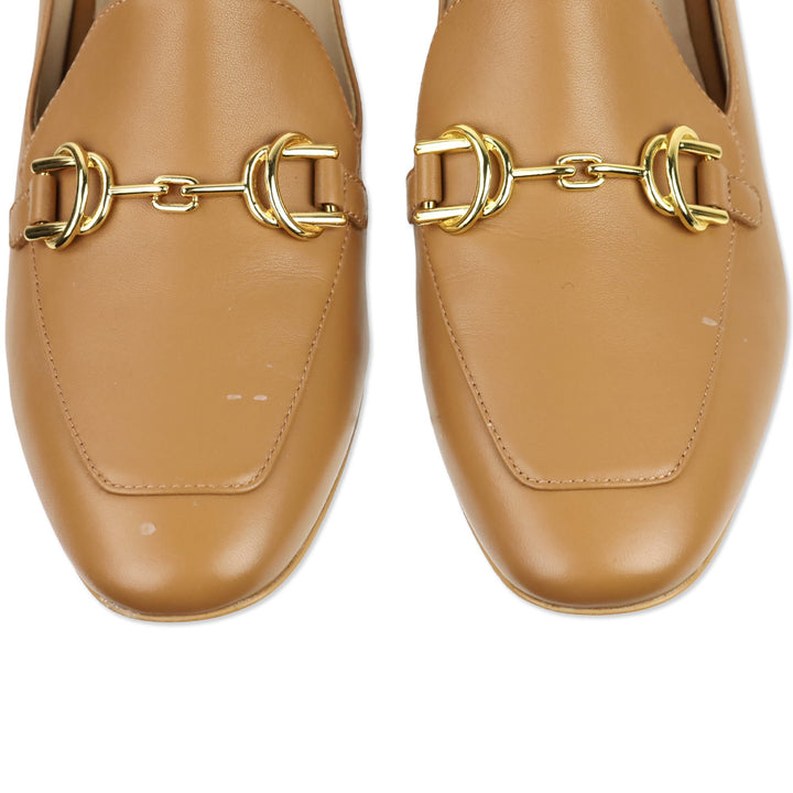 Stuart Weitzman Tan Leather Owen Buckle 60 Loafer Pump