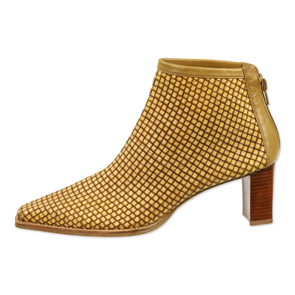 Stuart Weitzman Tan Leather Woven Leather Boot
