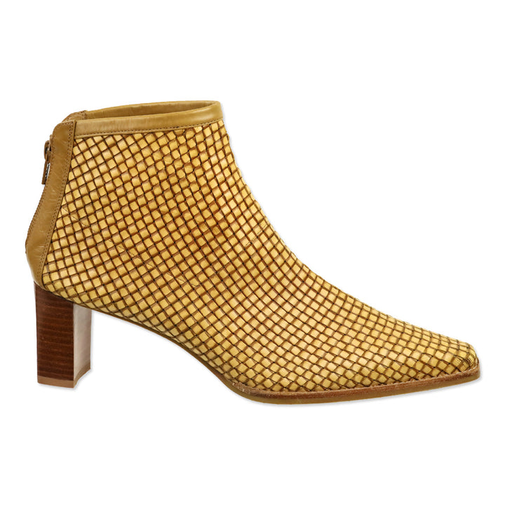 Stuart Weitzman Tan Leather Woven Leather Boot