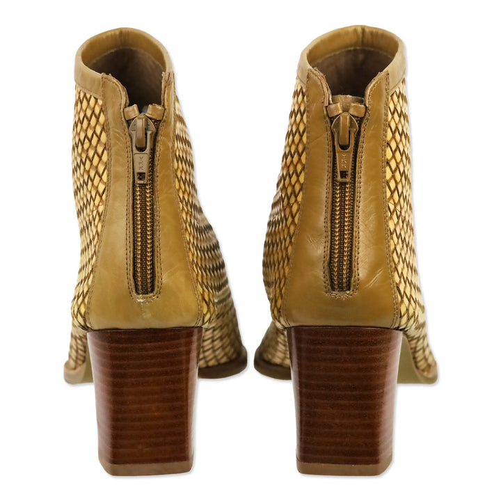 Stuart Weitzman Tan Leather Woven Leather Boot