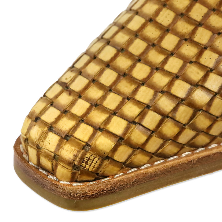 Stuart Weitzman Tan Leather Woven Leather Boot