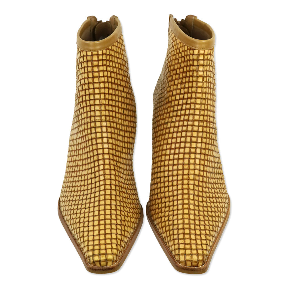 Stuart Weitzman Tan Leather Woven Leather Boot