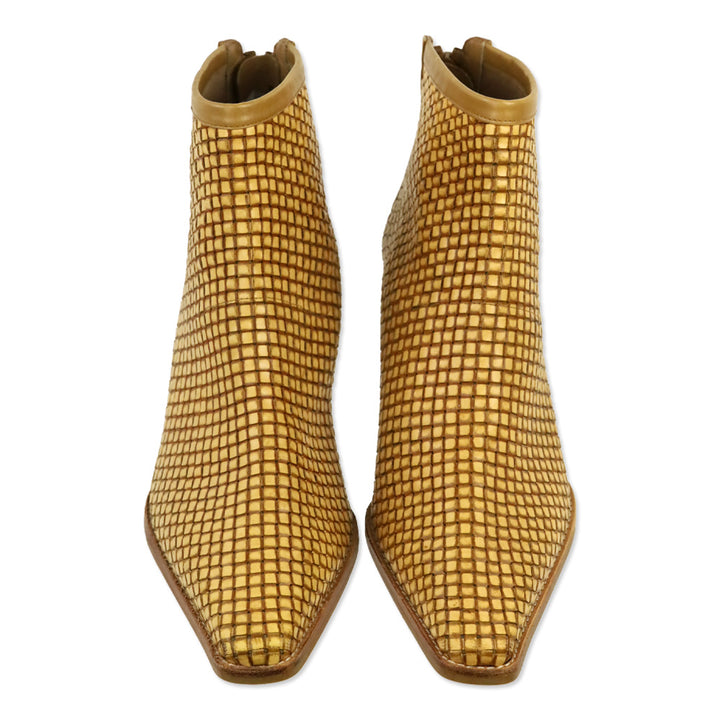 Stuart Weitzman Tan Leather Woven Leather Boot