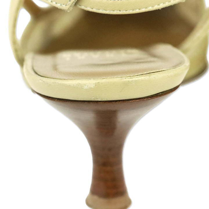Stuart Weitzman Tan Pointelle Knit Leather Trim Slingback Pumps