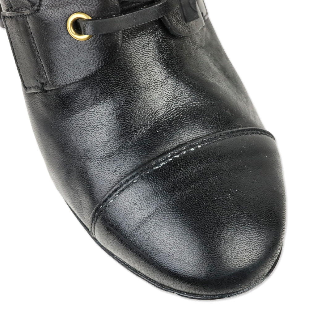 Stuart Weitzman Veruka Black Stretch Leather Lace Up Combat Booties